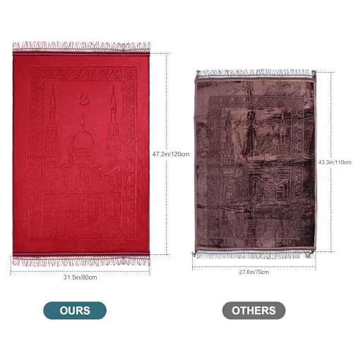 Z&Z living Space Muslim Prayer mat Extra Soft and Thick Padded Rug for Eid Travel Ramadan Islamic Gift and Great for Knees and Forehead