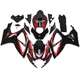 ABS Plastics Fairing Kit Compatible for Suzuki GSXR600 GSXR750 K6 2006 2007 GSXR 600 GSXR 750 06 07 GSX-R600 GSX-R750 Injection Sportbikes Fairings Bodywork Body Kits-Red Black