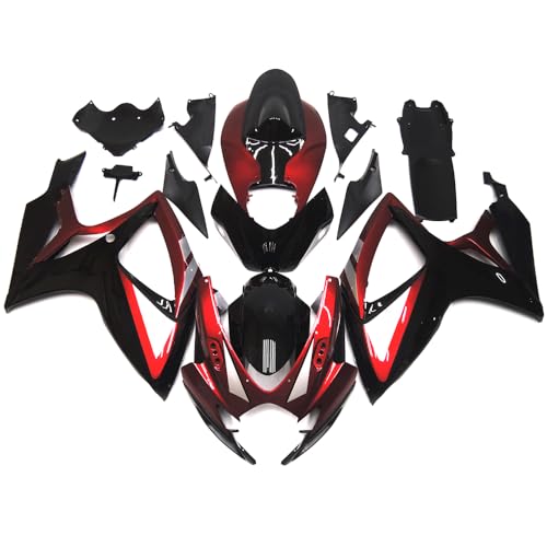 ABS Plastics Fairing Kit Compatible for Suzuki GSXR600 GSXR750 K6 2006 2007 GSXR 600 GSXR 750 06 07 GSX-R600 GSX-R750 Injection Sportbikes Fairings Bodywork Body Kits-Red Black
