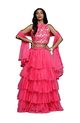 lehenga choli für Damen, Indischer Stil, fertig genäht, Kleid, Hochzeit, Party, magenta, Medium Cover