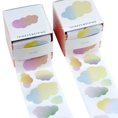 Cute Cloud Shaped Sticky Notes 2 Rolls Packaged in Cardboard Boxes Fun Rainbow Fully Adhesive Name Stickers 200 Sheets