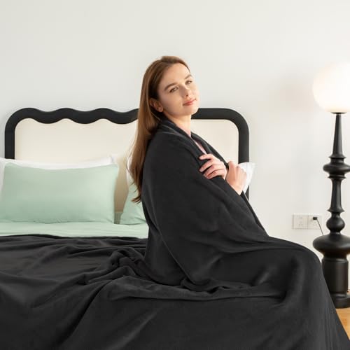 Miniatura 5 de Wavve Manta Franela Para Cama 135 150, Manta Grande Para Sofá 220x240 Cm, Sobrecama Suave, Cálida, Transpirable 240x220 Cm, Negro