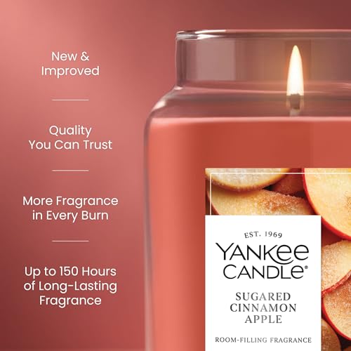 Image of Yankee Candle Sugared Cinnamon Apple, Scented Candle, 22oz Large Jar with up to 150 Hour Burn Time, Giftable (Pack of 4)