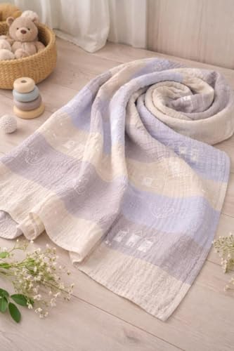 Image of 100% Cotton 6-Layer Muslin Baby Blanket | Super Soft, Breathable & All Seasons Multipurpose Blanket for Babies (Kitty)