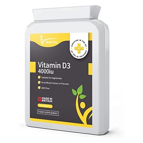 Vitamin D 4,000 IU 365 Easy to Swallow Vegetarian Micro Tablets - Maximum Strength Vitamin D3 Cholecalciferol Supplement for Maximum Absorption - Full Years Supply - Manufactured in The UK GMO Free Cover