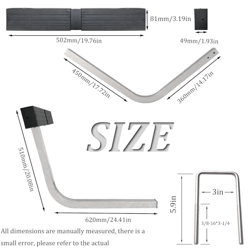 SEASAIL Boat Trailer Guide 20'' 316L Stainless Steel with Aluminum Alloy Square Tube Stainless Steel Trailer Guide Bar Aluminum Guide with Anti slip rubber sleeve For Ski Fishing Boat Sailboat Trailer
