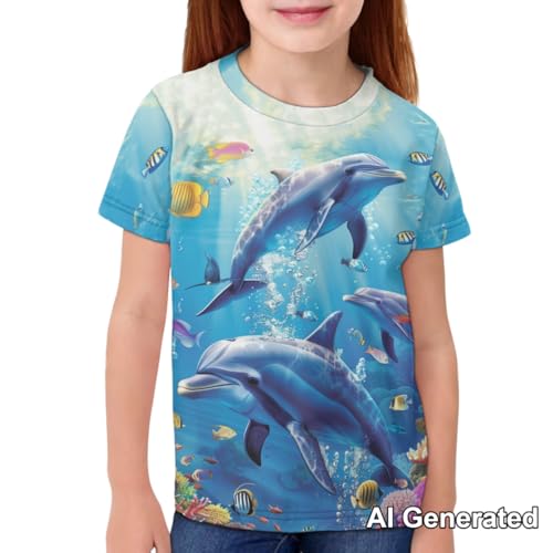 Image of Xhuibop Kids Tshirts Girls Boys 3-16 Years Summer Clothes for Teens Loose Fitting Tops