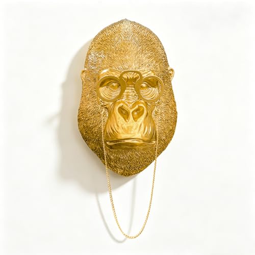Juedawyal Gold Animal Head for Wall Resin Gorilla Animal Heads Wall Decor Sculpture Vintage Wall Art for Eclectic Gallery Wall Entryway Bar Living Room Home Office