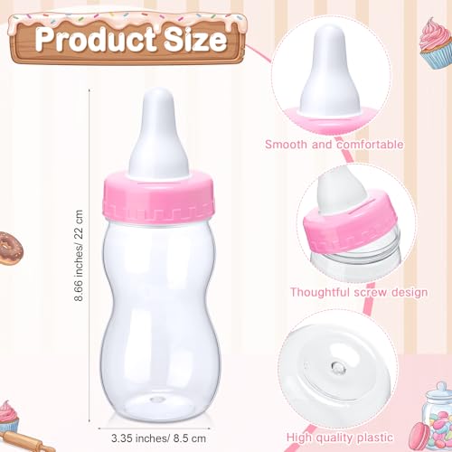 Image of Roowest 512 Pcs Baby Shower Games Guess How Many Pacifiers Sign 100 Small Guessing Games 10 HB Pencils 750ml Milk Bottle 400 Acrylic Pacifiers Decoration for Guest Gender Reveal(Pink,Donut)
