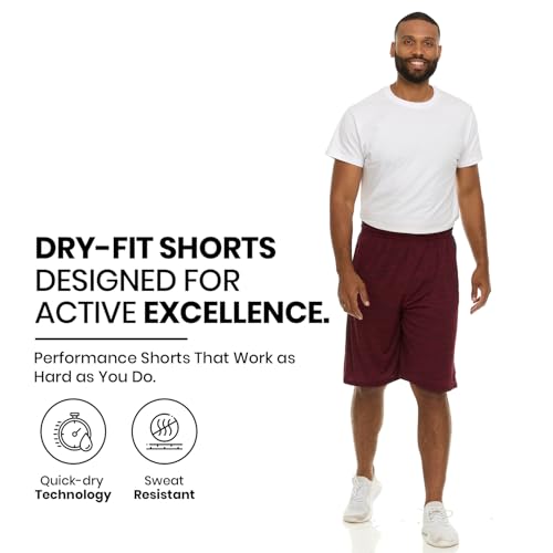 Essential Elements Men's Quick Dry 5 Pack Athletic Shorts with Pockets - Basketball, Gym, Running