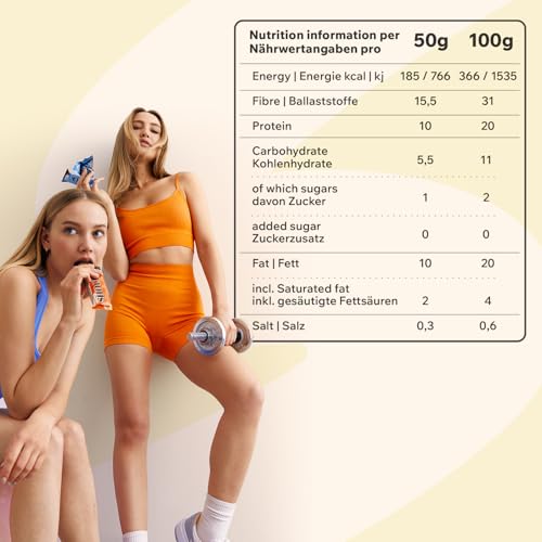 FitnesSHOCK Proteinriegel Set Protein Bar ohne Zusatz von Zucker mit hohem 20% Proteingehalt low carb Fitness Eiweissriegel fast zuckerfrei (1g) ballaststoffreich, Knusprige Haselnuss, 12x50g