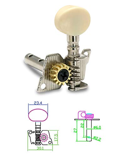 Metallor Guitar Machine Heads String Tuning Pegs Tuning Keys Tuners 3L 3R for Classical Guitar or Folk Acoustic Guitar Parts Accessories Individual Double Hole Chrome. - Thumbnail 3