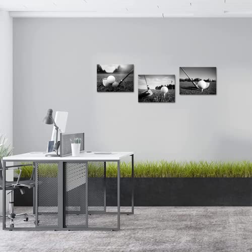 Yeilnm 3 Pieces Sports Canvas Wall Art Golf Course Picture Black And White Painting Print Modern Office Home Wall Decor Golfing Leisure Artwork Teens Boys Gift Bedroom Gym Room Decoration Framed Ready To Hang #TOP4