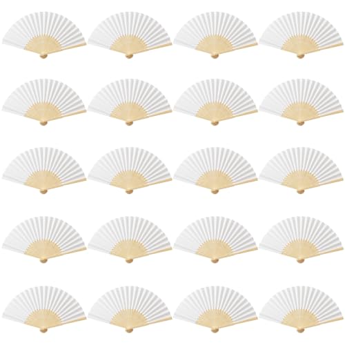 TiGog 20 Stück Handfächer Fächer Hochzeit, Faltbar Taschenfächer Papier Faltfächer...