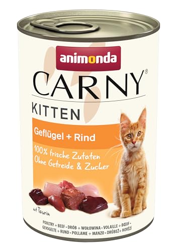 animonda Carny Kitten Katzenfutter, Nassfutter Katzen bis 1 Jahr, 6 x 400 g , Geflügel-Cocktail, 400g (6er Pack)