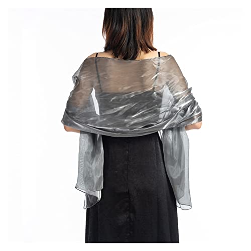 ZZSRJ Elegant Wedding Shawl 170 * 70 Silver Party Evening Dress Shawl Bride Bridesmaid Silk Shawl Solid Color Scarf (Color : Dark Gray)4