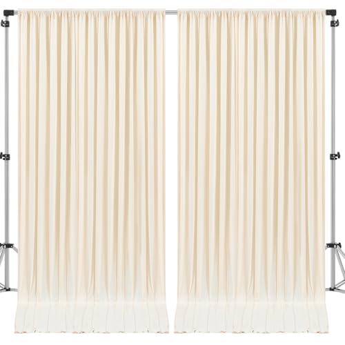 Image of 10x10ft Champagne Backdrop Curtain for Wedding Parties Wrinkle Free Fabric Champagne Drapes Backdrop Decoration for Baby Shower Birthday Photography Decoration 2 Panels, 5ft x 10ft