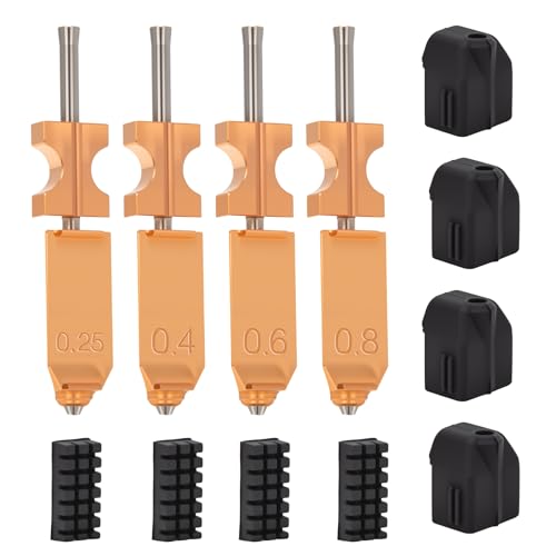 for AD5X Upgraded 0.25mm/0.4mm/0.6mm/0.8mm Hotend Nozzles 3D Printer Assembled Extruder Kits- All Metal Hot End/Printhead Replacement with Detachable Nozzle with 4PCS Silicone Sock+ 4PCS Nozzle Brush