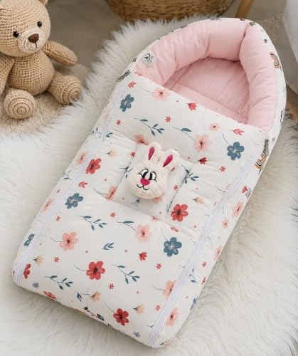 Image of VOIDROP Baby Sleeping Bag for New Born, Muslin Baby Sleeping Bag 0-6 Month for Infant, Washable & Foldable Cotton Design (Floral Print)