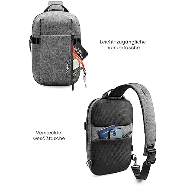 tomtoc Compact Sling Bag, минимальный плечевой рюкзак с одной лямкой для 13-дюймового нового MacBook Air M3 A3114 2024, 13-дюймового MacBook Pro, маленький плечевой рюкзак для мужчин и женщин