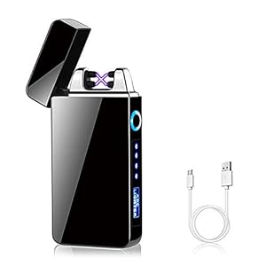 KIPIDA USB Elektronische Feuerzeug, Lichtbogen Feuerzeug, Touchscreen Elektro Feuerzeug LED Dual Lichtbogen ARC…