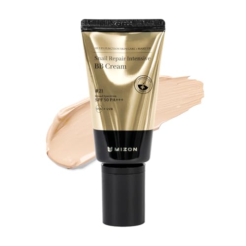 [Mizon] BB Cream SPF 50+ arricchita con estratto di bava di lumaca (#21) alta copertura, idratazione, rigenerazione della pelle, cosmetico coreano (Snail Repair Intensive BB Cream)