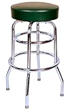 Richardson Seating 0-1952GRN Double Rung Backless Swivel Bar Stool with Chrome Frame and Seat, Green, 30