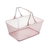 Perfeclan Einkaufskorb aus Drahtgeflecht, tragbarer Einkaufskorb aus für Kosmetikgeschäfte, Supermärkte und, Rosa