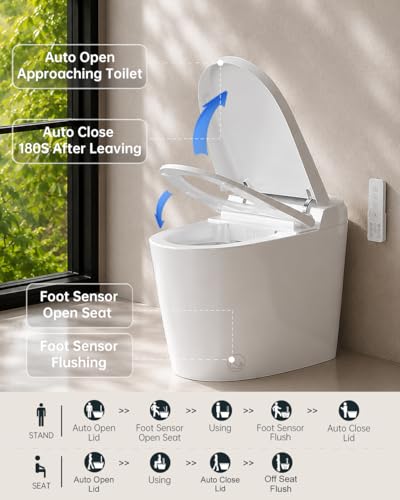 Image of EPLO Smart Toilet Bidet with Tank Built In,Auto Open Close Lid,ADA Comfort Height,Dual Auto Flush,1000 Gram MaP Flushing Score,Heated seat,Modern Elongated One Piece Bidet Toilets Combo U8PRO