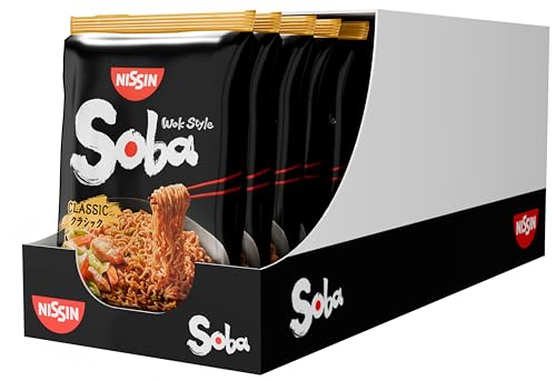 Nissin Bag Noodles Soba Classic 9er Pack Wok Style Instant-Nudeln japanischer Art mit Yakisoba-Sauce schnelle Zubereitung asiatisches Essen (9 x 109 g)