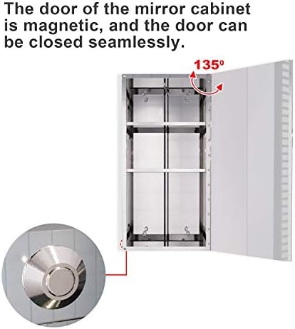 ELEGANT 600x300mm Bathroom 3 Shelves Cabinet with Mirrors Lightweight Pull Out 1 Corner Door Wall Mounted Storage Units
