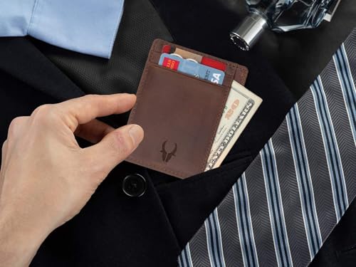 Image of WildHorn Leather Card Holder for Men & Women (Brown Hunter)