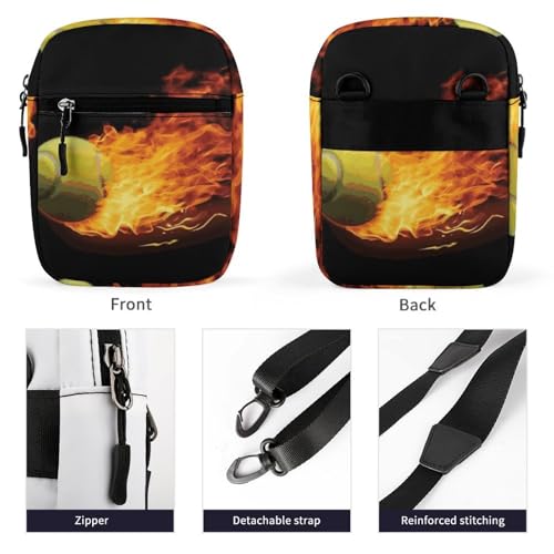 Personalized Small Crossbody Bag Water Resistant Messenger Bags Mini Burning Tennis Pictures Printing SlingBag For Men Women3