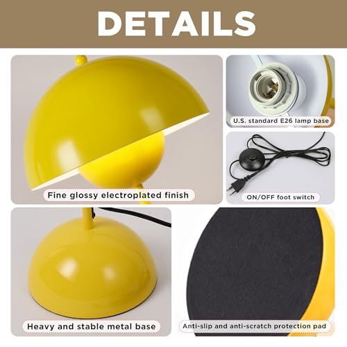 Image of Mid-Century Modern Metal Bud Floor Lamp for Home and Office, Lemon Yellow