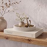 Decorative Concrete Tray & Book Decor Set - Scalloped Tray & Linen Box
