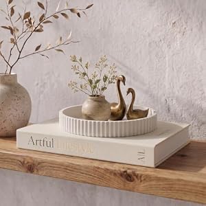 Decorative Concrete Tray & Book Decor Set – Scalloped Tray & Linen Box