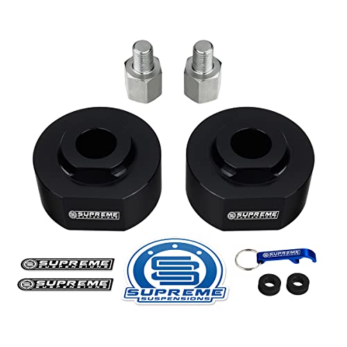 Supreme Suspensions - Front Leveling Kit for 1999-2020 Ford F-250 and F-350 Super Duty 2" Front Lift T6 Billet Aluminum Spring Spacers with 3/4" Stud Extenders 2WD (Black)