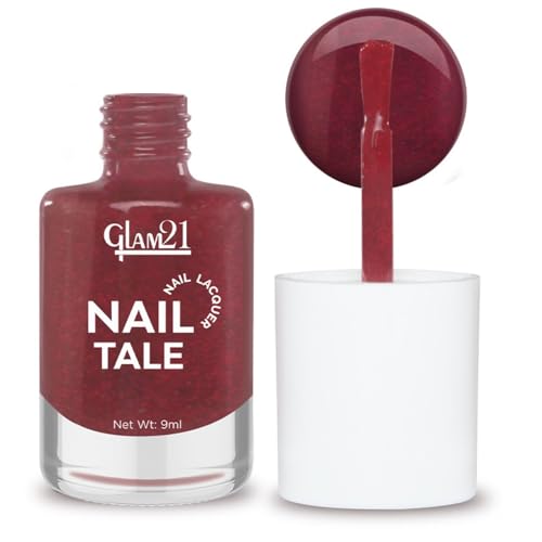 Image of Glam21 Nail Tale Nail Polish | Glossy Gel Finish | Rich Pigmentation | Chip Free | Quick Drying Formula | Long Lasting Nail Polish for Women | 9ml | Shade-01
