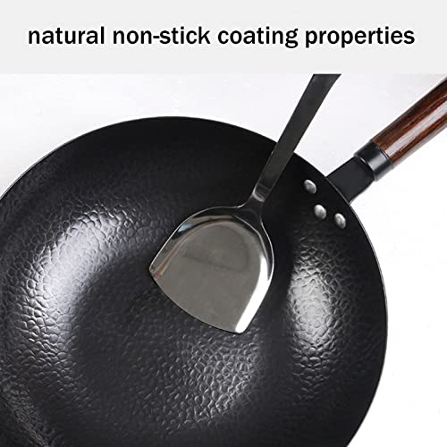 Wok chino de hierro martillado con tapa de madera 34 cm miniatura 4