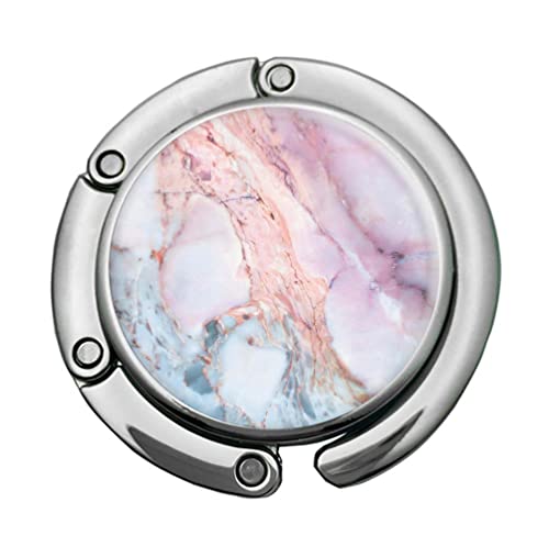 Bosketo Foldable Purse Hook Womens Bag Table Desk Hanger(1pack Pink Blue Marble Hook)