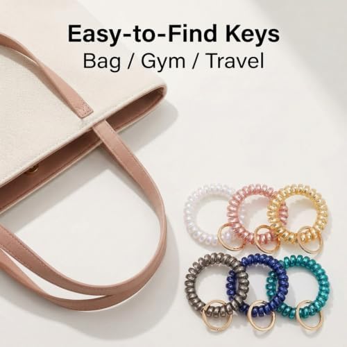 BIHRTC 6pcs Wrist Coil Keychain Car Key Holder Key Ring Bracelet Plastic Spiral Spring Flexible Stretchable Wrist Band Wristlet Key Chain Sauna Accessories for Sauna Gym Pool Outdoor Sports Activity - 5