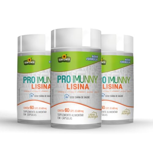 KIT 03 Pro Imunny L-Lisina 600mg 180 Cápsulas Imunidade Sunflower