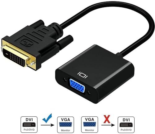 Image of ETZIN DVI to VGA Adapter, 1080p Active DVI-D to VGA Adapter Converter 24+1 Male to Female Adapte (DVI-to-VGA-Cable) EPL-225TC(DV-I to VGA)