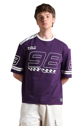 Image of Hubberholme Men Cotton Terry Printed Oversized Round Neck Half Sleeves Tshirts