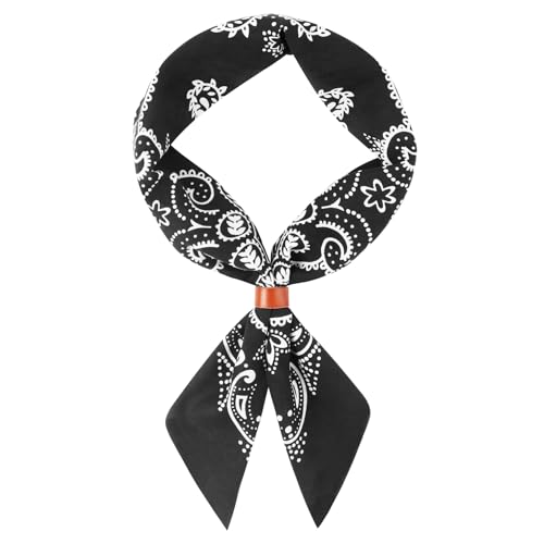 27.5 Inches Western Bandana Scarf With Leather Scarf Buckle, 100% Cotton Neck Scarf for Men Cowboy Scarves