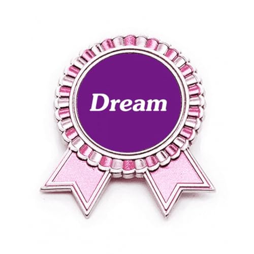 Broche avec citation inspirante Dream Word en métal rose taille M