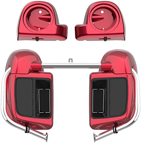 Moto Onfire Lower Vented Fairings, Velocity Red Sunglo, 6.5 inch Speaker Pods Fit for Harley Touring, Road King, Road Glide, Street Glide, Electra Glide, 2014-Later