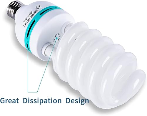 Miniatura 4 de 2 bombillas de 85 W 5500K CFL Roas luz diurna espiral Softbox Kit de iluminación bombilla en enchufe E27E26 para fotografía caja de fotos (135w-2p)