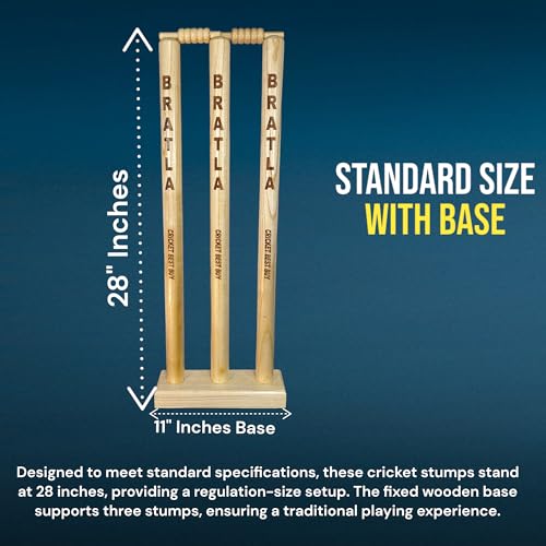 CBB Cricket Wicket Stumps Multi-Surface Placement with Wood Base