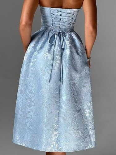 dideyttawl Tea Length Prom Dress Corset A Line Cocktail Party Gowns Sleeveless Homecoming Dresses with Pockets 9013